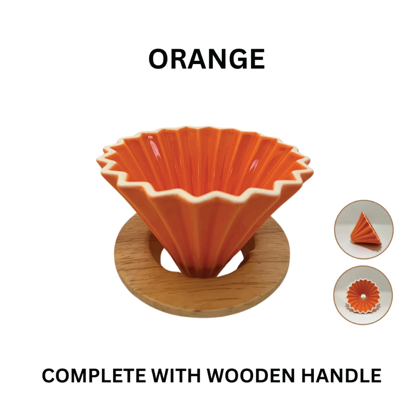 Origami Style Japan Designed Ceramic Dripper with Wooden Holder (1 - 2 Cups)