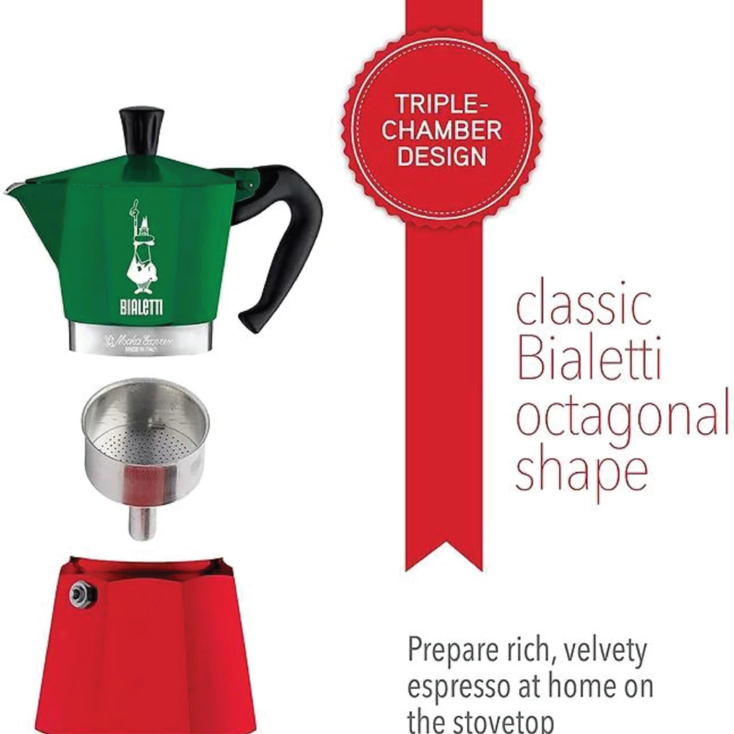 Bialetti Moka Italia Moka Pot Espresso Coffee Maker 3 Cups 130ML