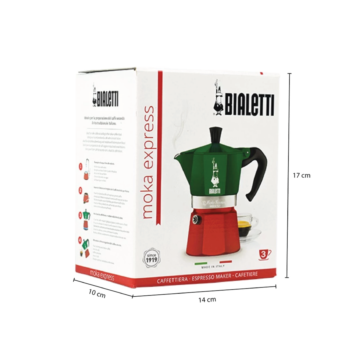 Bialetti Moka Italia Moka Pot Espresso Coffee Maker 3 Cups 130ML
