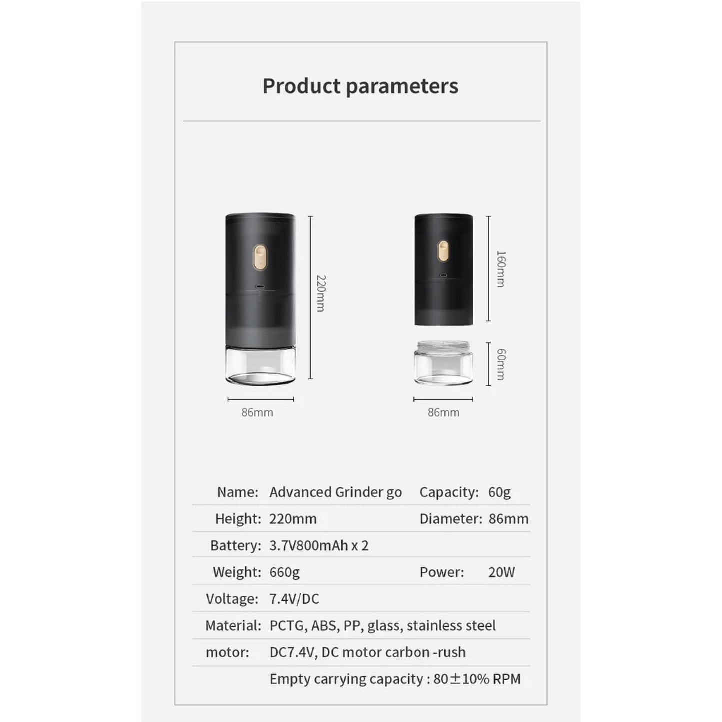 TIMEMORE Advance Grinder GO (Titanium) + Carry Bag