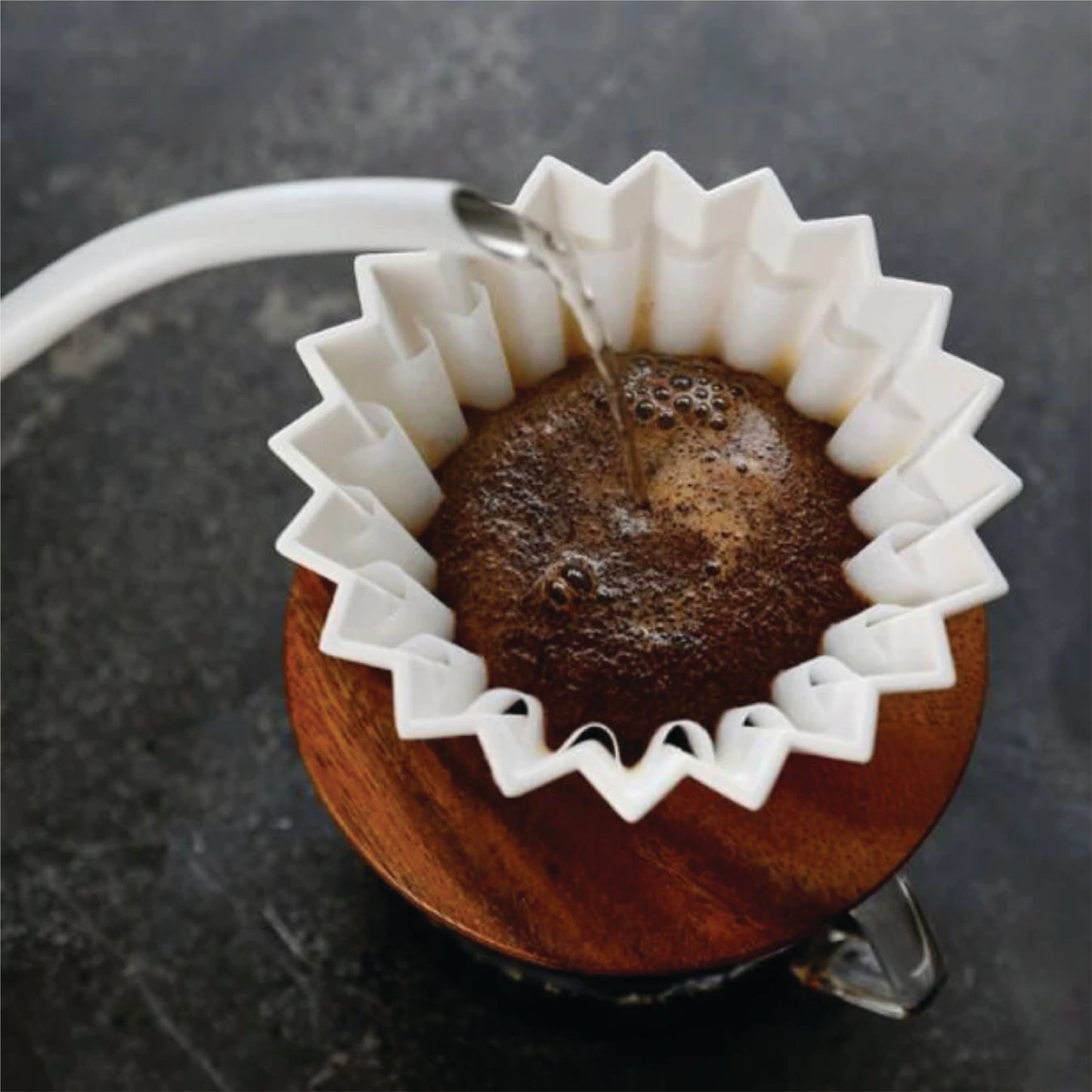 Origami Style Japan Designed Ceramic Dripper with Wooden Holder (1 - 2 Cups)