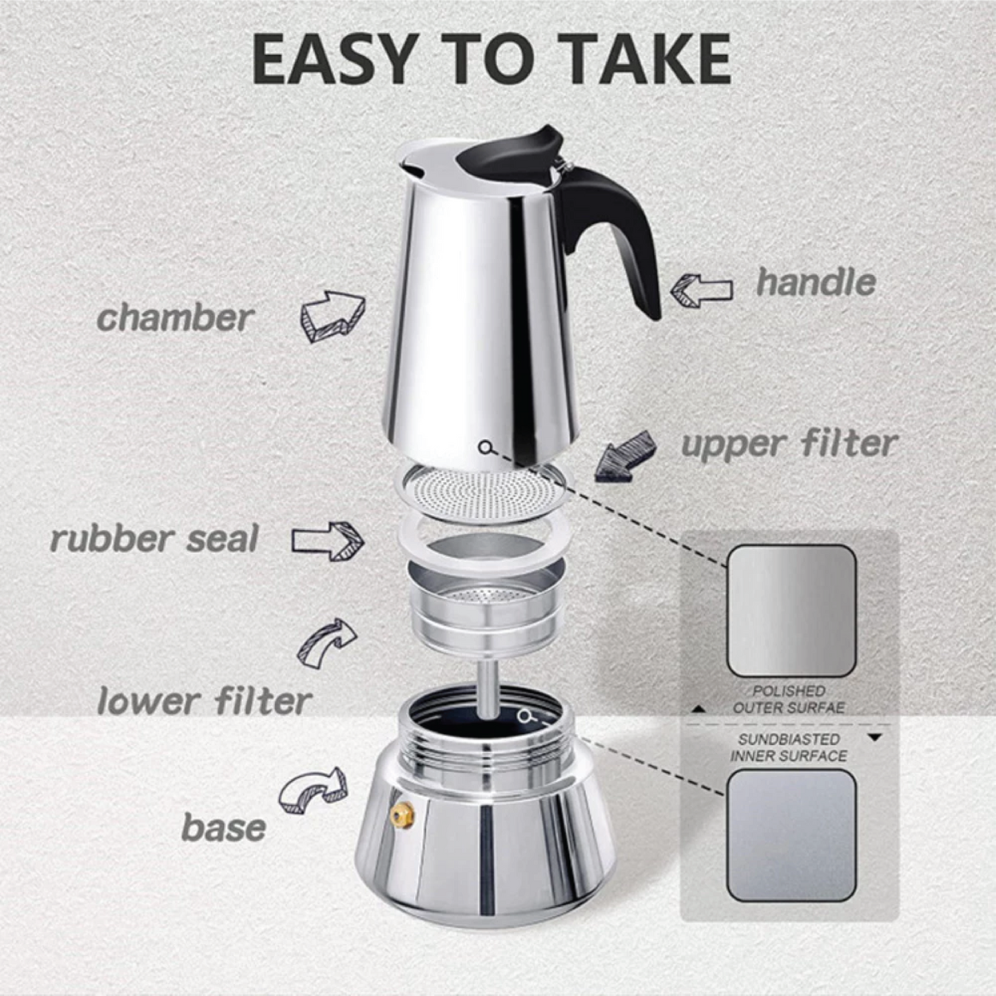 Moka Pot Stove Top 300ML (6 Cups)