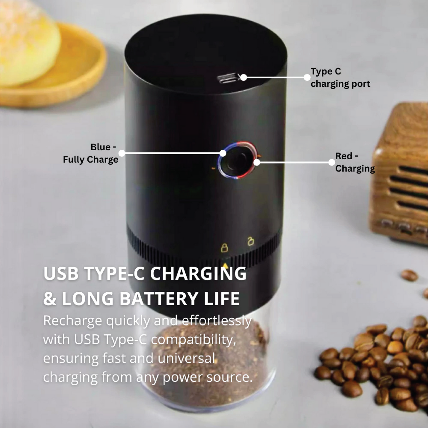 High Performance Rechargeable Portable Electric Coffee Burr Grinder