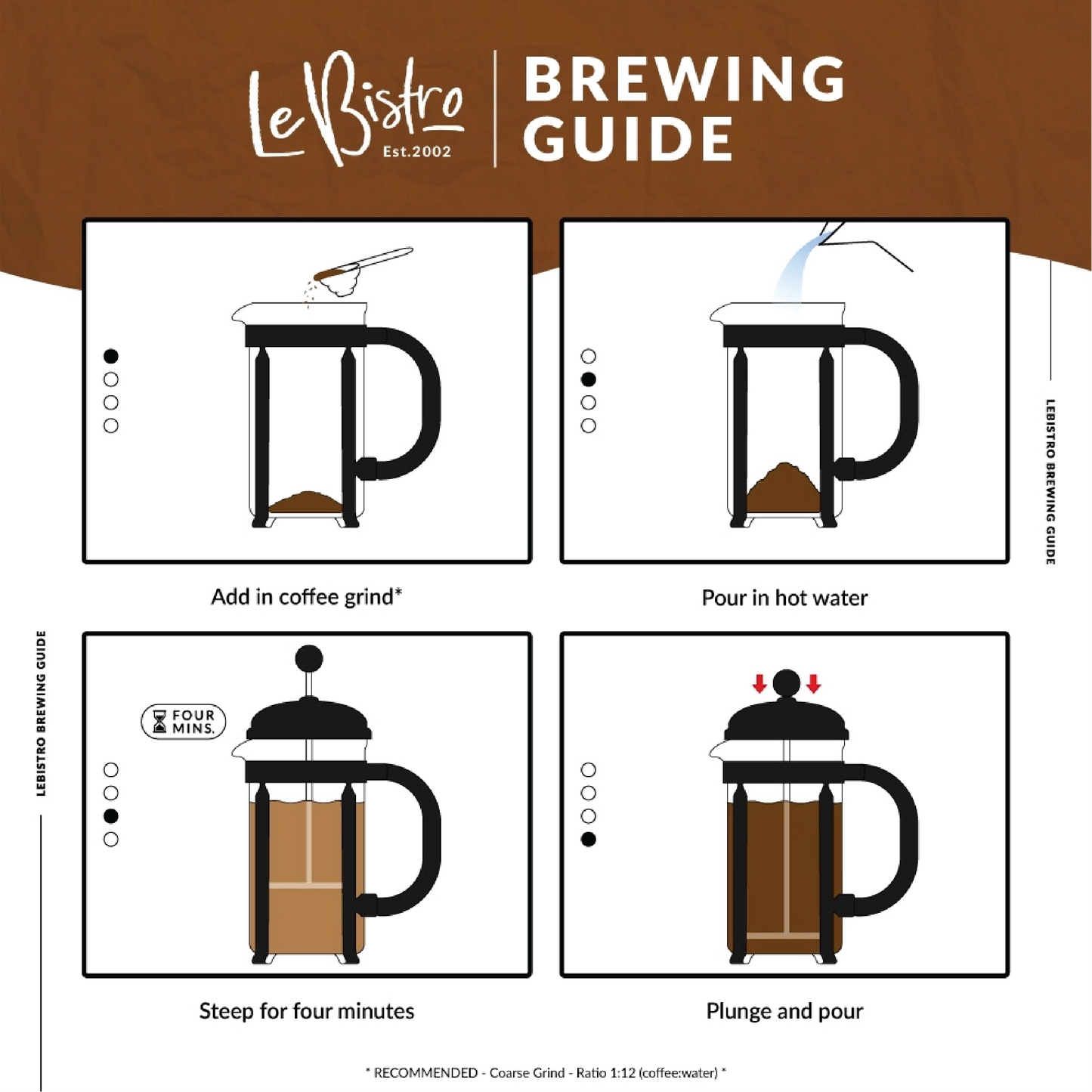 BODUM BRAZIL French Press Coffee Maker 1000ML / 8 Cups